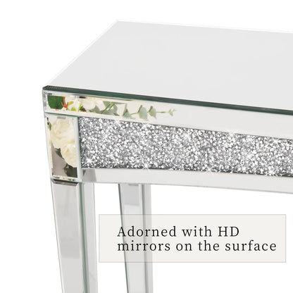 Mirrored Silver Console Sofa Table for Entryway Living Room