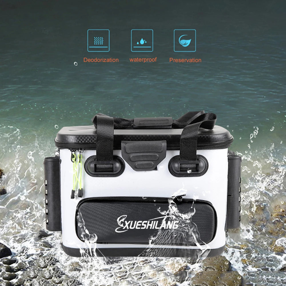 Small Waterproof Black Fishing Bag for Rods and Bait