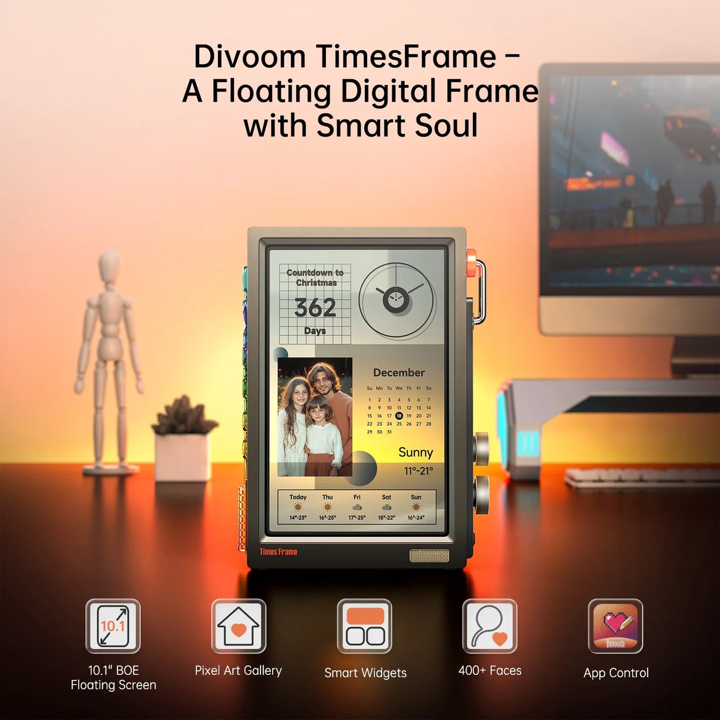Black 10.1" Smart Clock and Dashboard