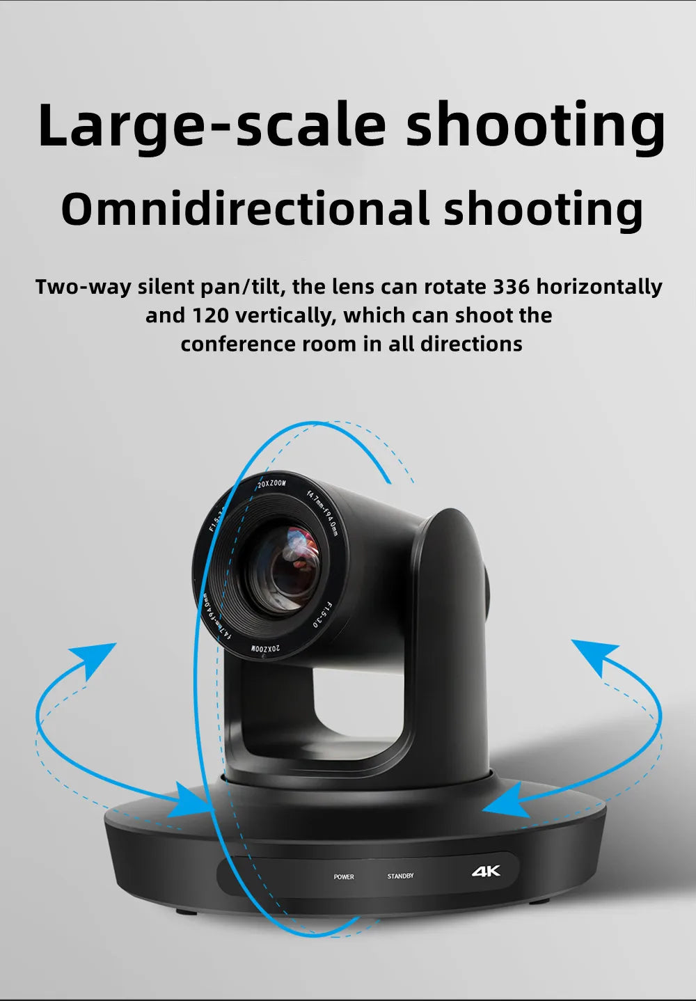 4K 20X Zoom PTZ Camera for Business and Streaming