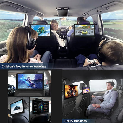 Dual 10.1" Car Headrest Screens with CarPlay and Lights