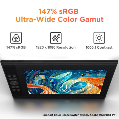 Graphic Drawing Tablet with 11.9 Inch Screen and Wheel