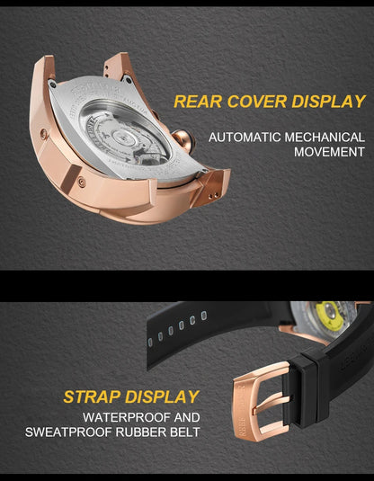 Men’s Multifunction Automatic Tourbillon Watch Stainless Steel