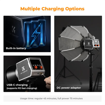 60W Portable COB Photography Light with 4500mAh Battery