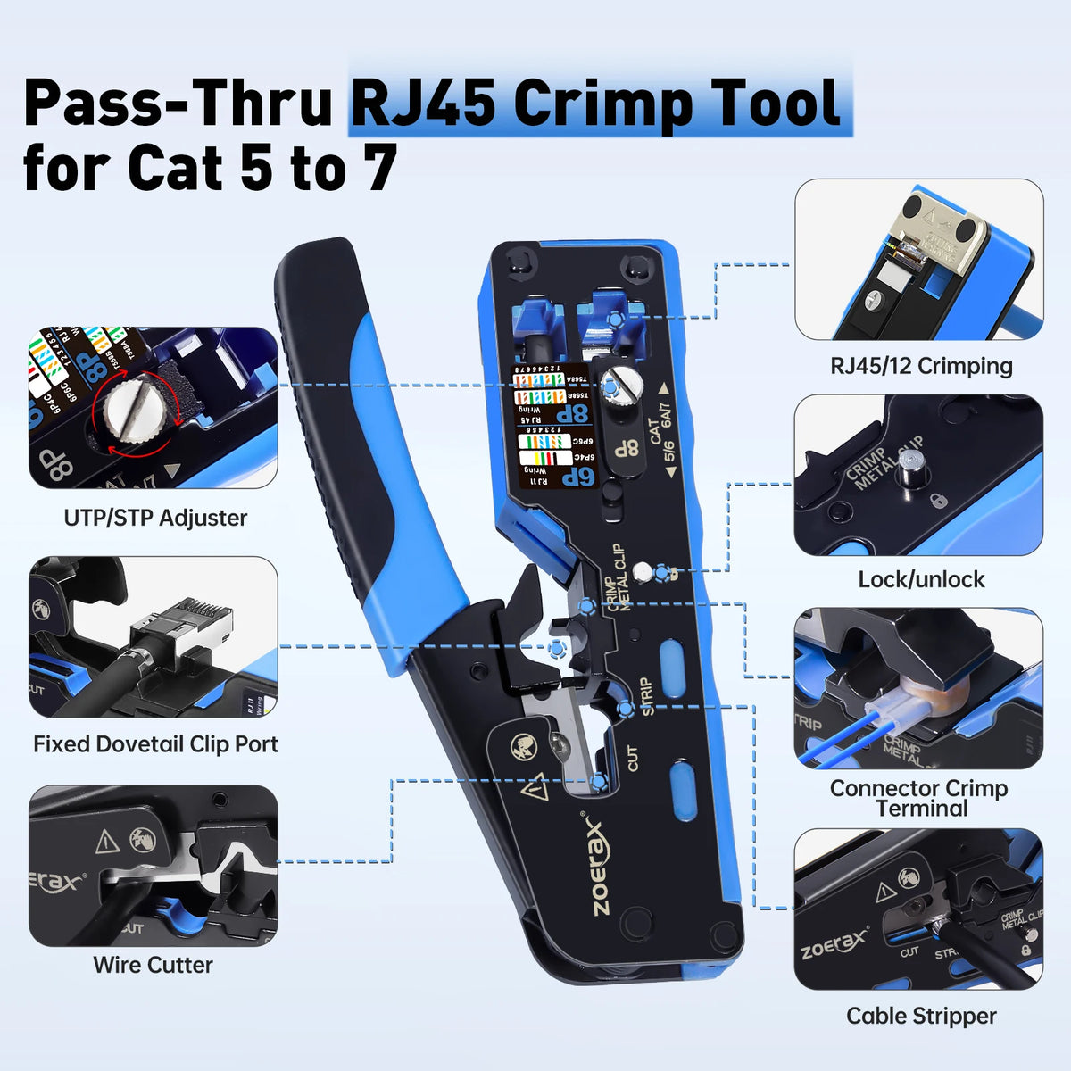 9-in-1 RJ45 Crimping Tool Kit with Network Cable Tester