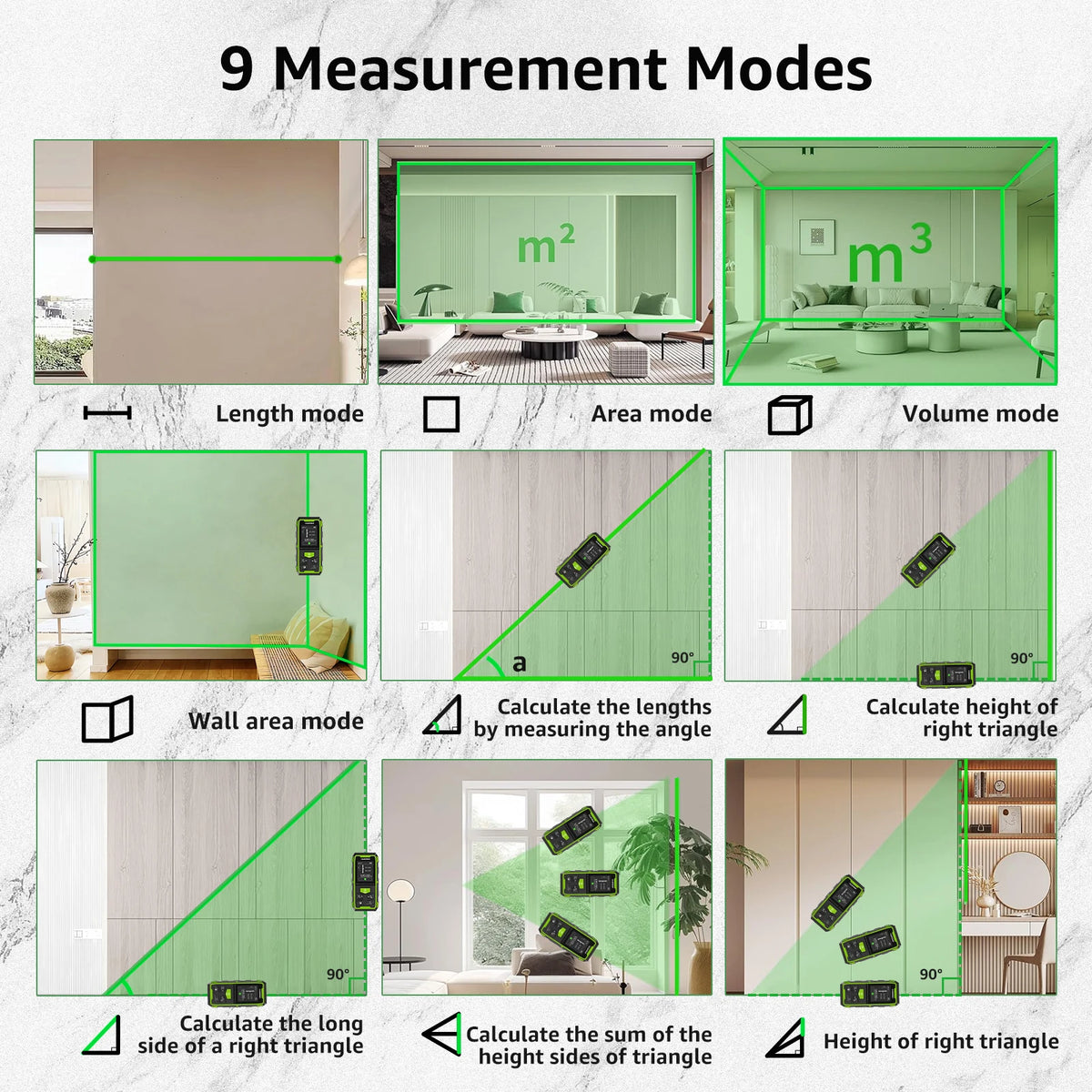 Dual Green Laser Rangefinder 200m High Accuracy LCD Display