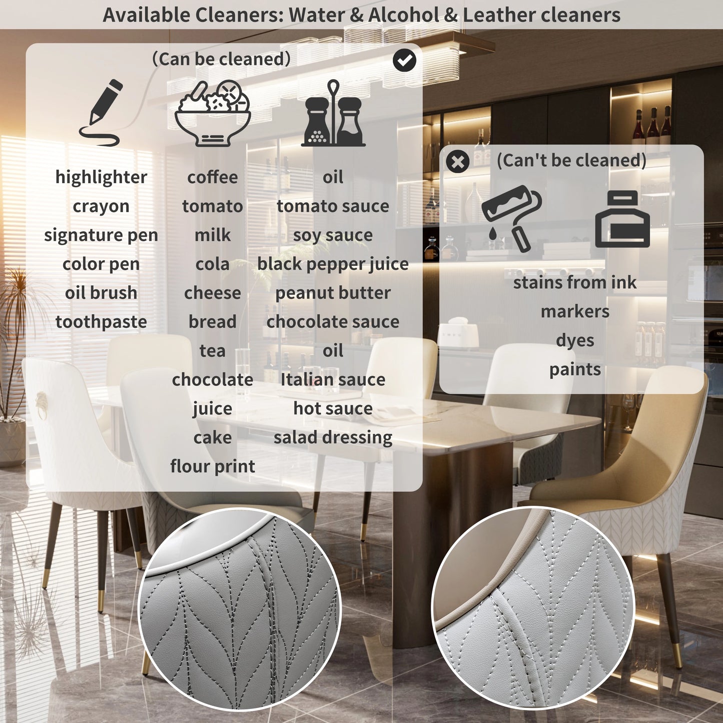 2pcs Grey Microfiber Leather Chairs for Kitchen or Dining