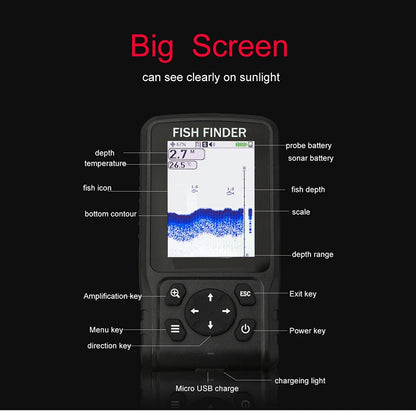 Portable Colour Fish Finder with Rechargeable Battery 200m