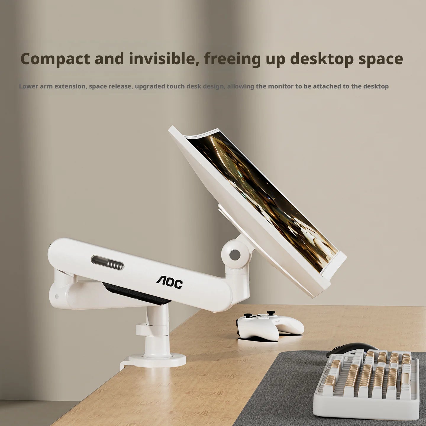 Grey Desktop Monitor Stand with Clamp Mount