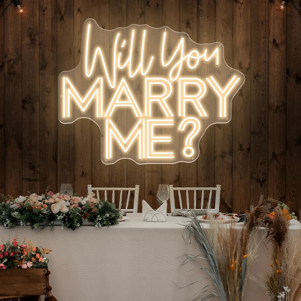 Warm White 50x40cm Will You Marry Me Neon Wall Light