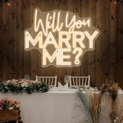 Warm White 50x40cm Will You Marry Me Neon Wall Light