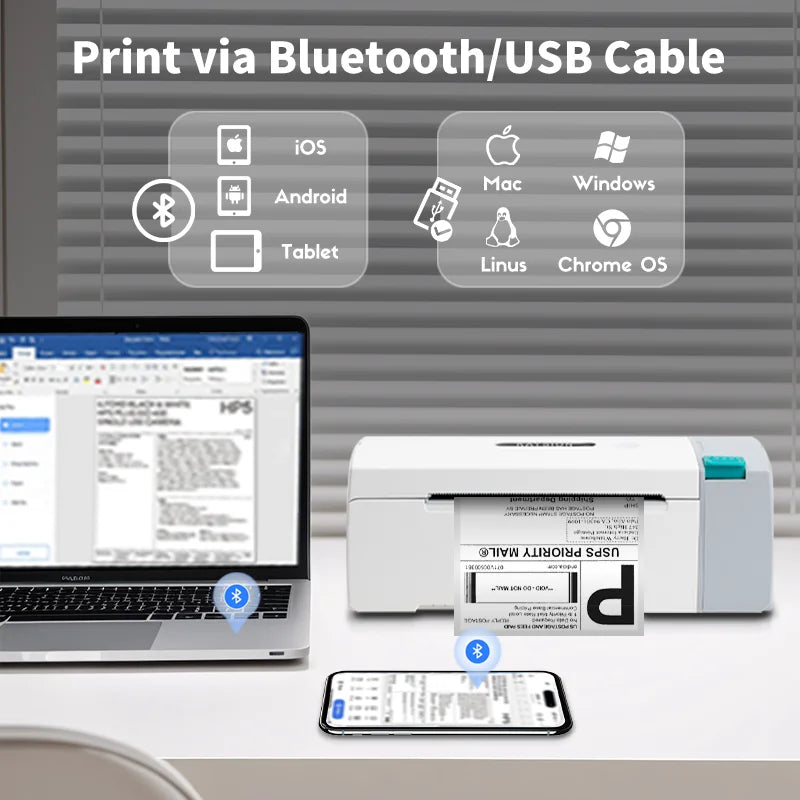 Portable 4x6 Thermal Shipping Label Printer with Roll