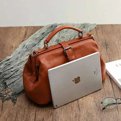 Soft Brown Leather Doctor Bag Vintage Women's Shoulder Crossbody