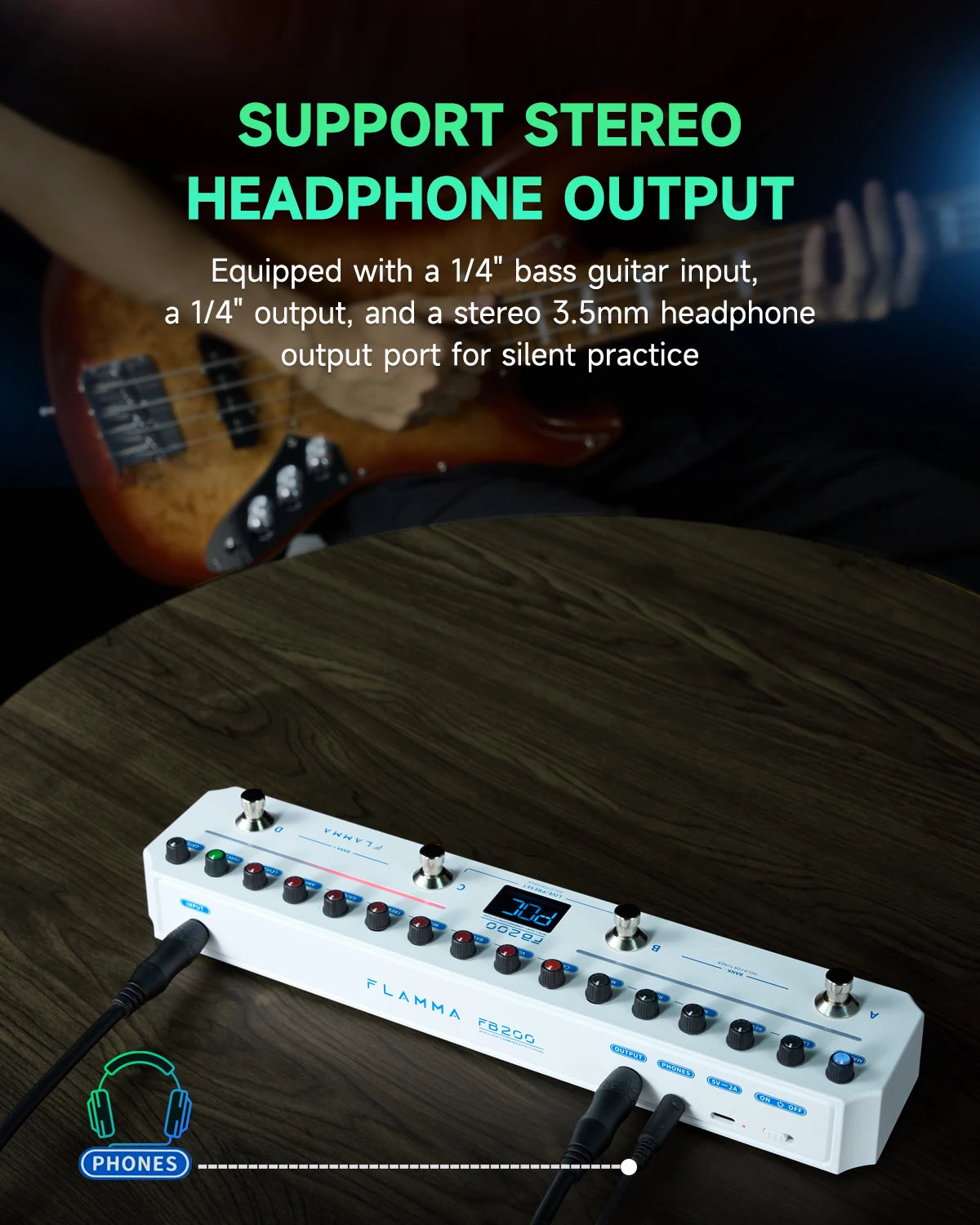 Intelligent Bass Pedal with 40 Presets and 10 Cab Simulations