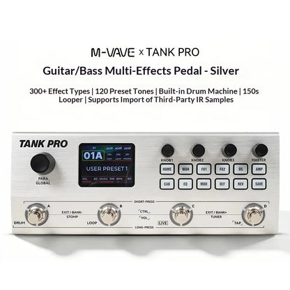 Guitar Effects Pedal with Amp Simulation & Drum Machine
