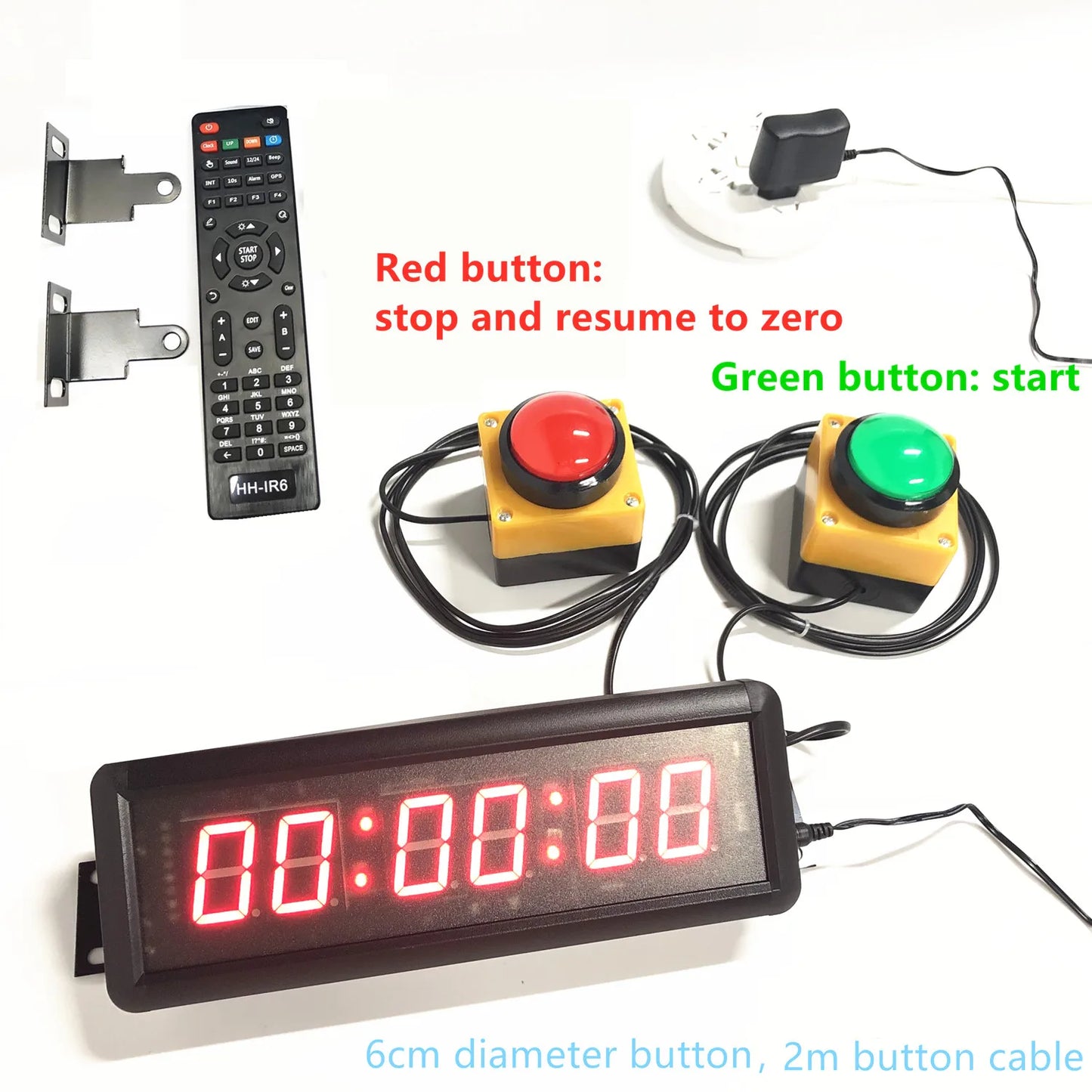 Sports Timer Stopwatch with 2 Large Buttons and LED Display