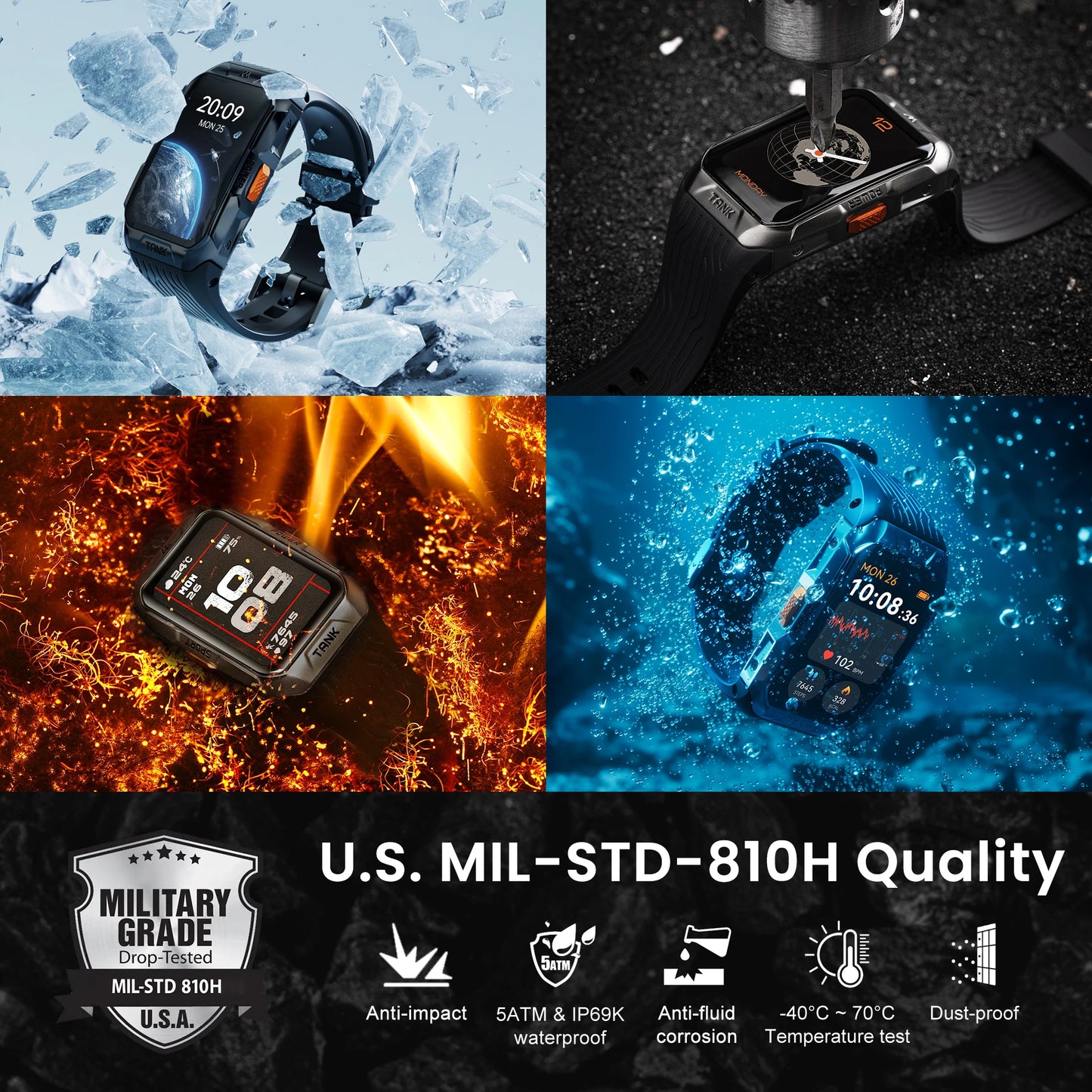 Waterproof Bluetooth Smartwatch with AI Assistant Black