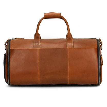 Business Leather Suit Bag with Organizer Brown
