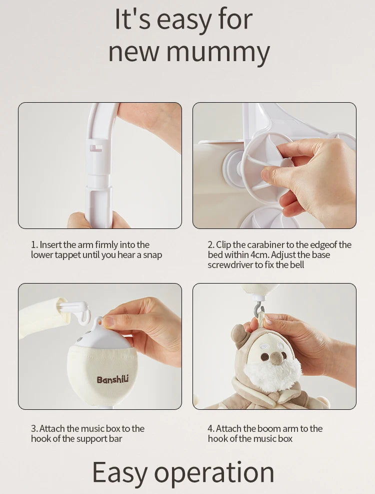 Bluetooth Baby Mobile with Music and Lights for Crib