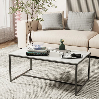 Modern White Rectangular Coffee Table for Living Room