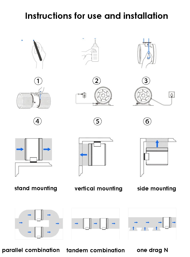 White 4 Inch Ventilation Fan with Speed Control 220V