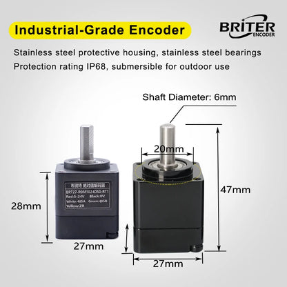 IP68 Multi-Turn Absolute Rotary Encoder 12 Bit 600 Turns