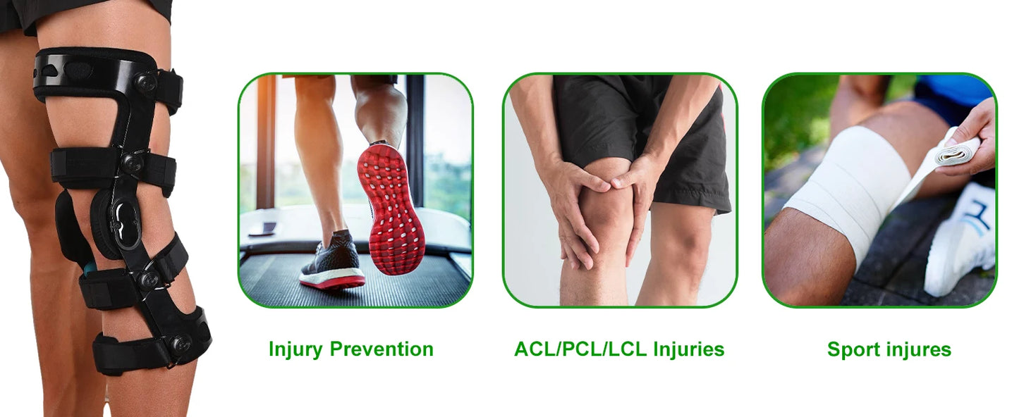 Hinged Knee Brace Right Leg Support for Sports Injuries