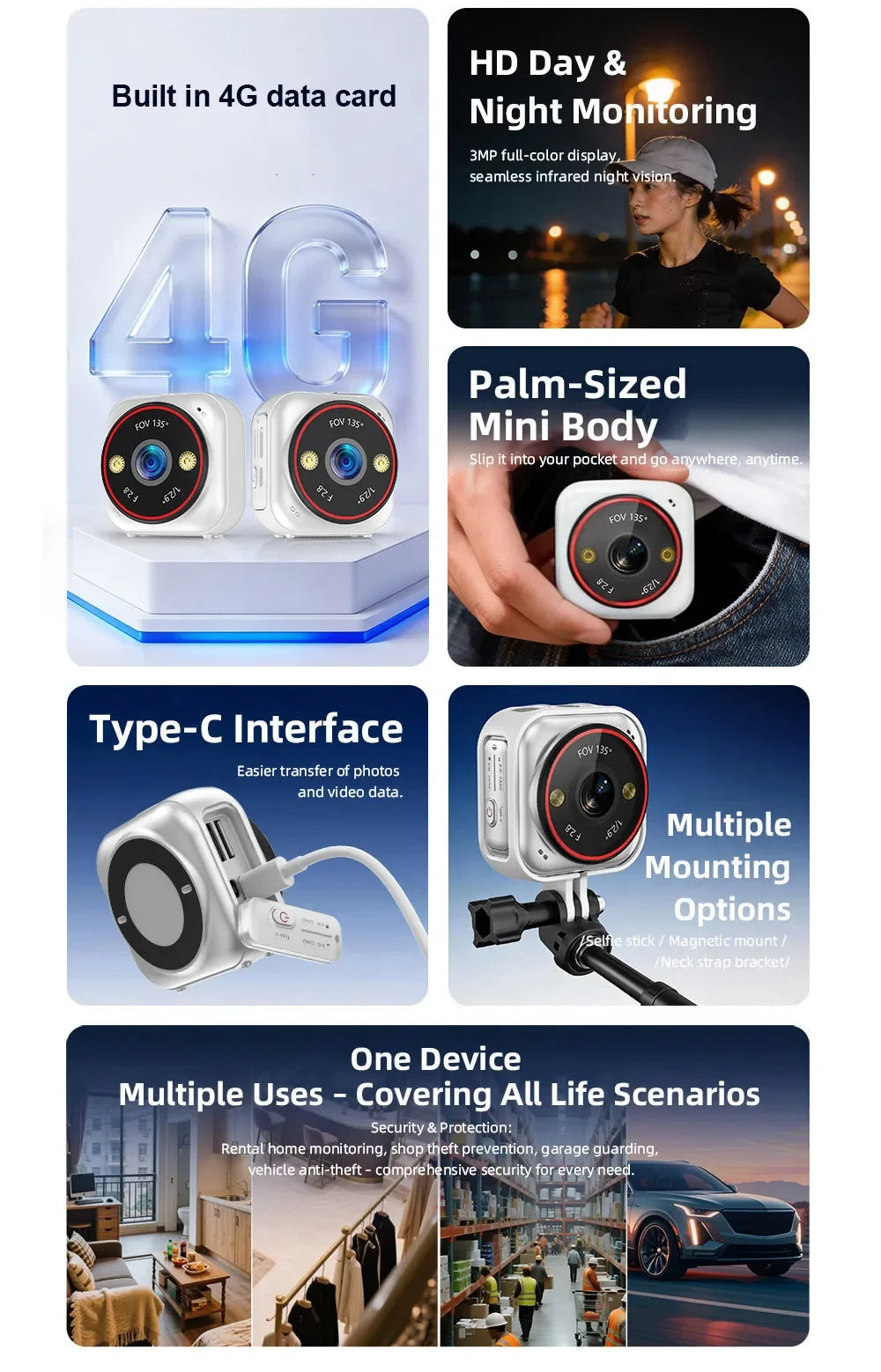 Mini 4G Outdoor Surveillance Camera Battery Powered Waterproof