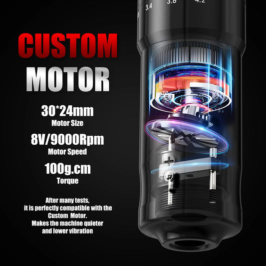 Cordless Tattoo Machine Pen LCD Battery Adjustable Stroke