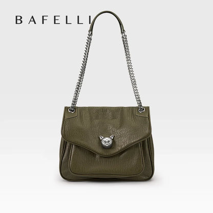 Luxury Green Chain Strap Handbag Soft Leather