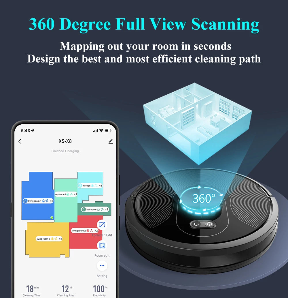 Smart Robot Vacuum Cleaner with UV Cleaning and Mapping
