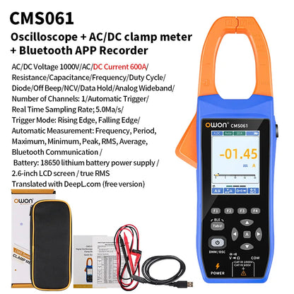 Rechargeable 600A Clamp Meter Oscilloscope with Smart Bluetooth