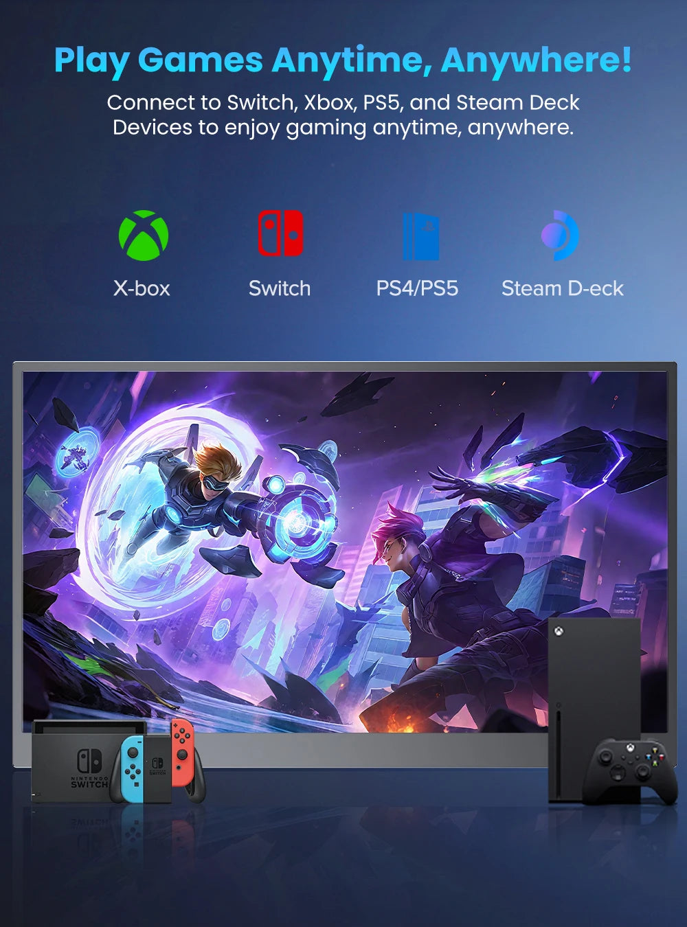 2K 17.3" Portable Gaming Screen with Stand 144Hz