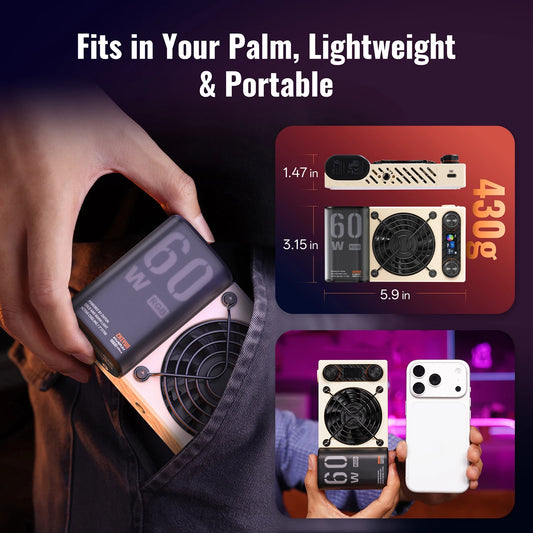 Portable 60W RGB Fill Light for Vlogging Live Streaming