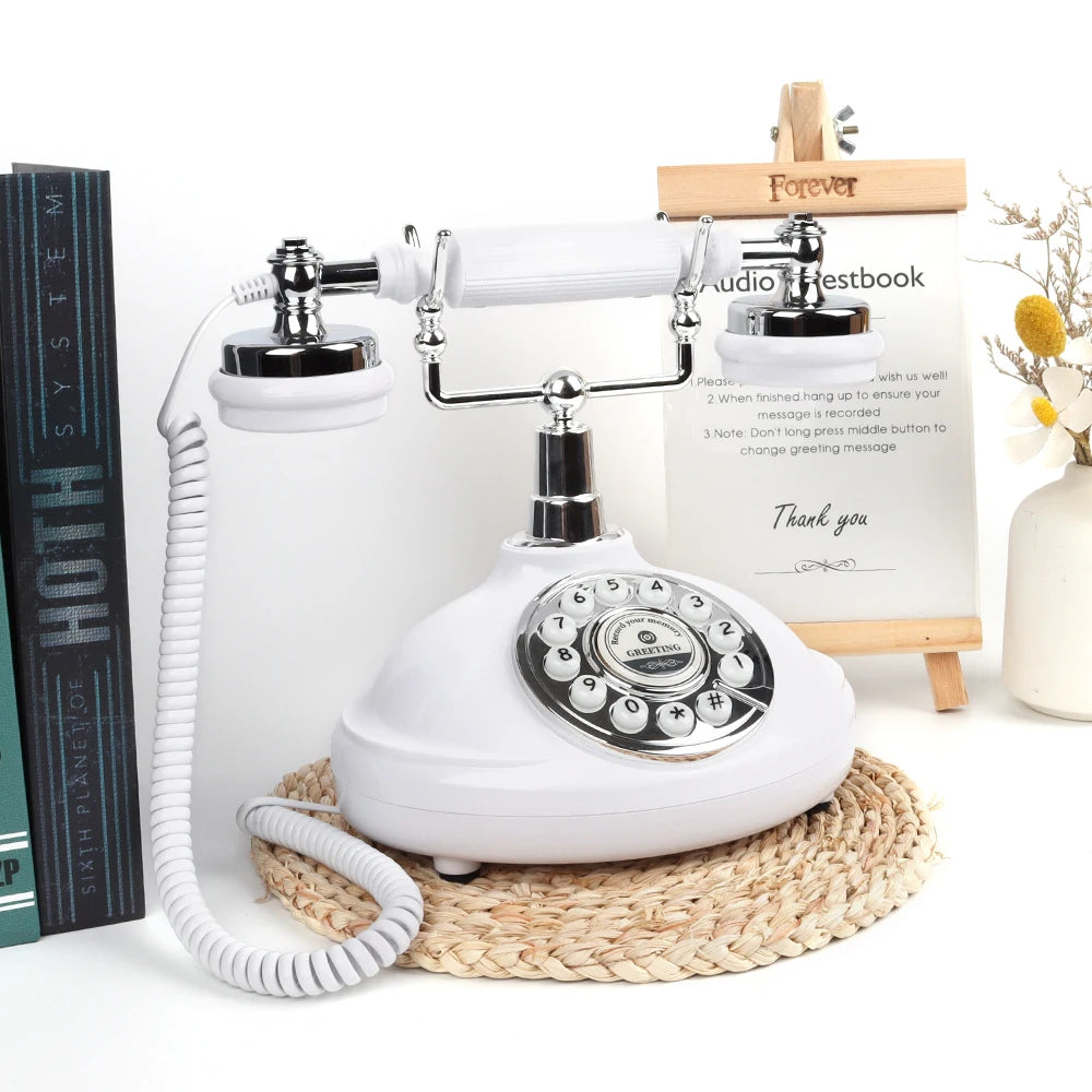 Portable Audio Guestbook Phone White Wedding Voice Recording