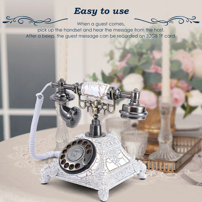 Retro White Wedding Phone Audio Guest Book with Recording Function