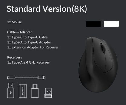 Rechargeable Ergonomic Wireless Mouse with 8K Polling Rate