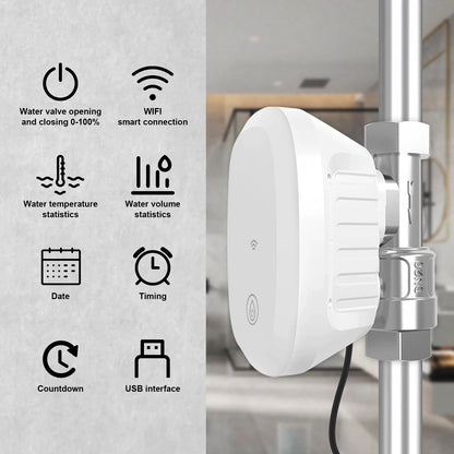 Smart WiFi DN20 Water Meter with Flow and Temperature Control