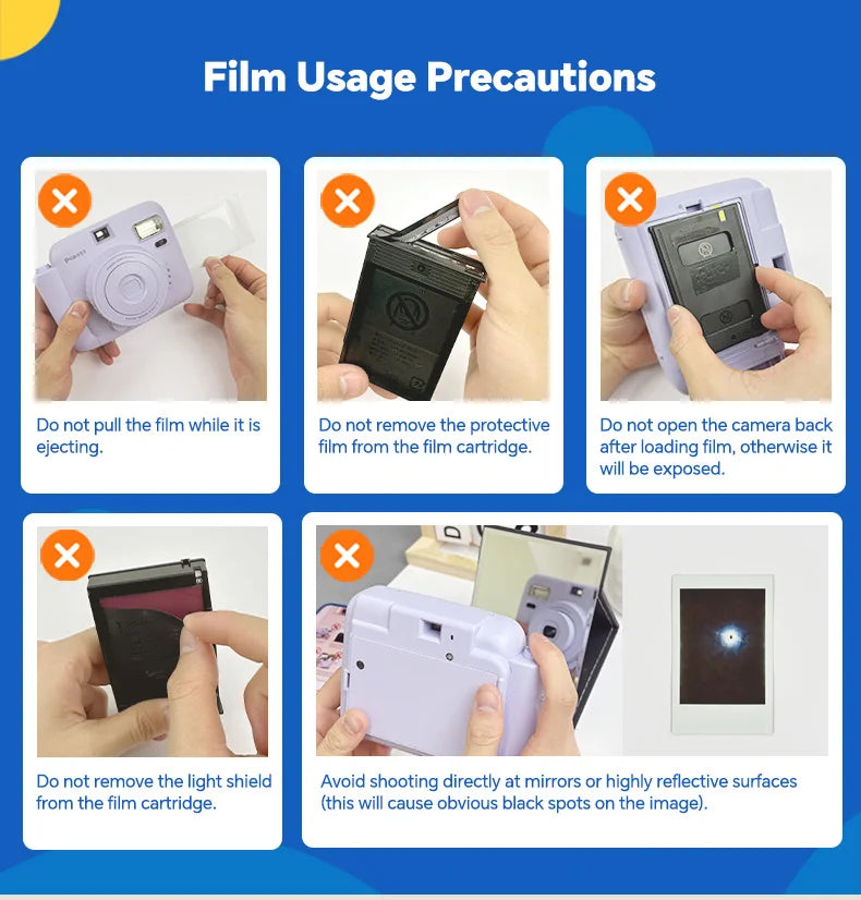 Blue Portable Instant Photo Camera Cute Macaron Design