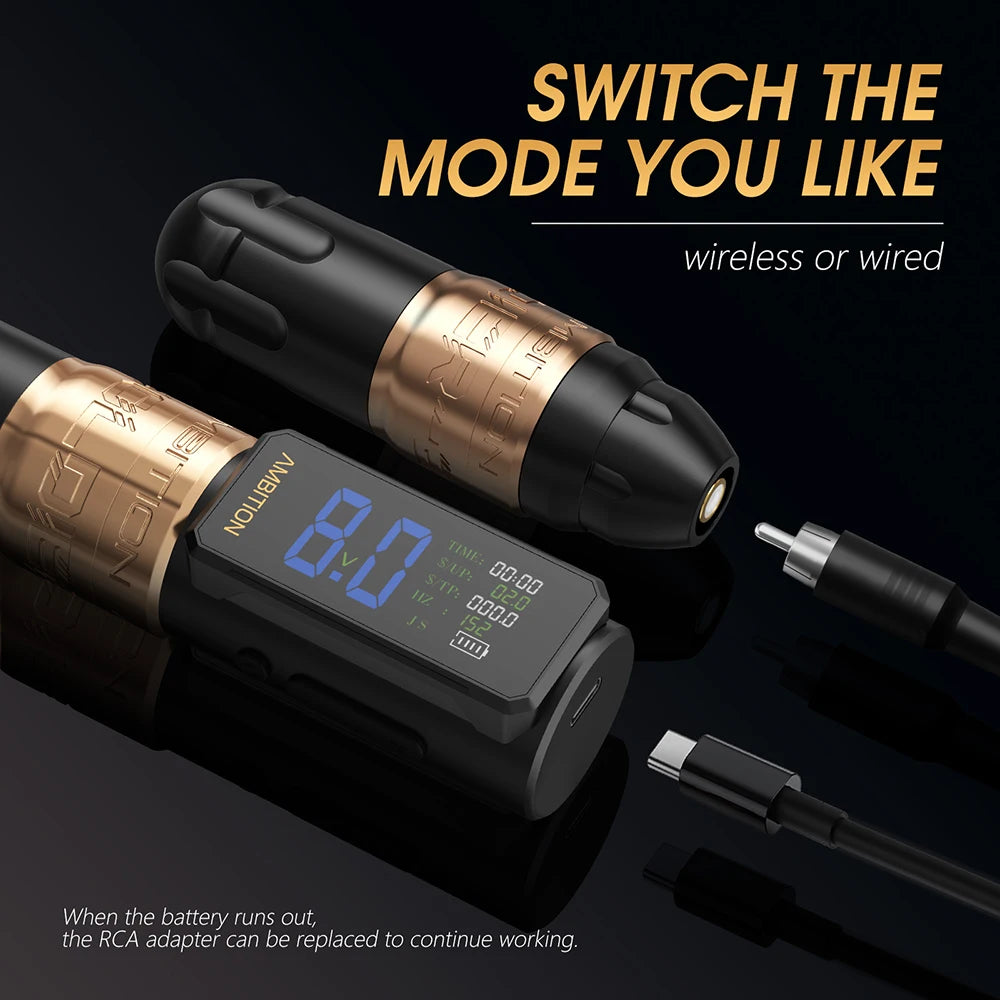 Professional Brushless Tattoo Pen Gold 2400mAh