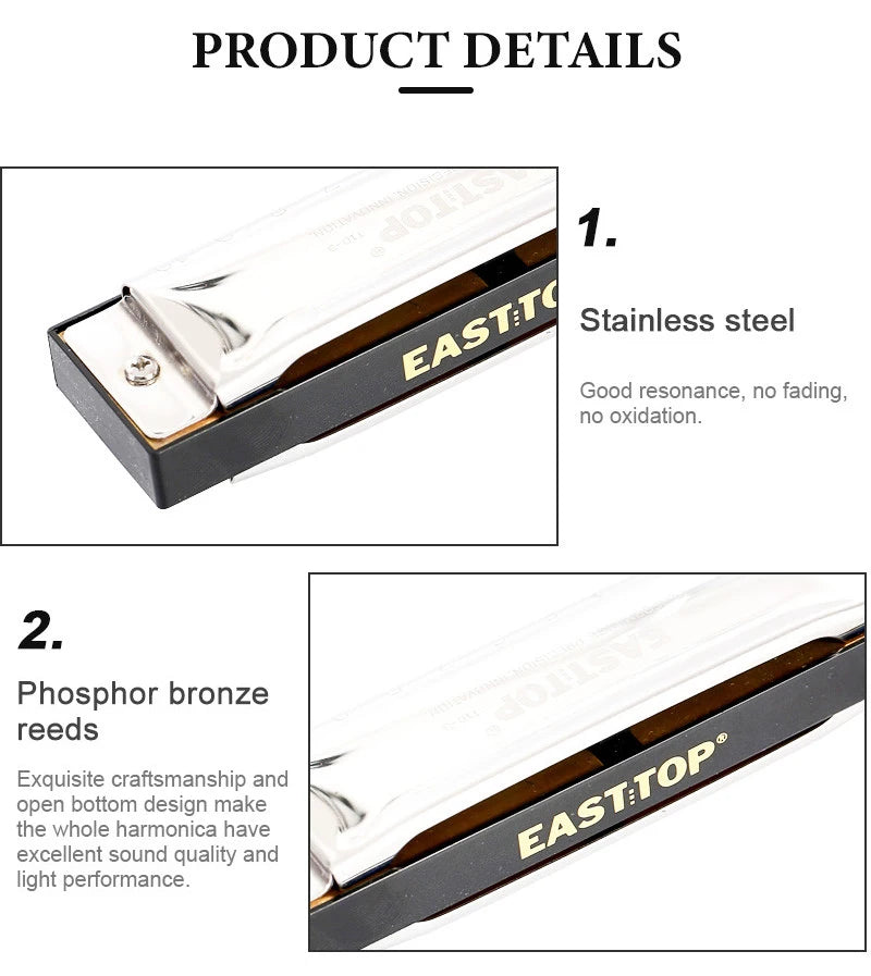 Professional 10-Hole Diatonic Harmonica 12-Key Set with Case