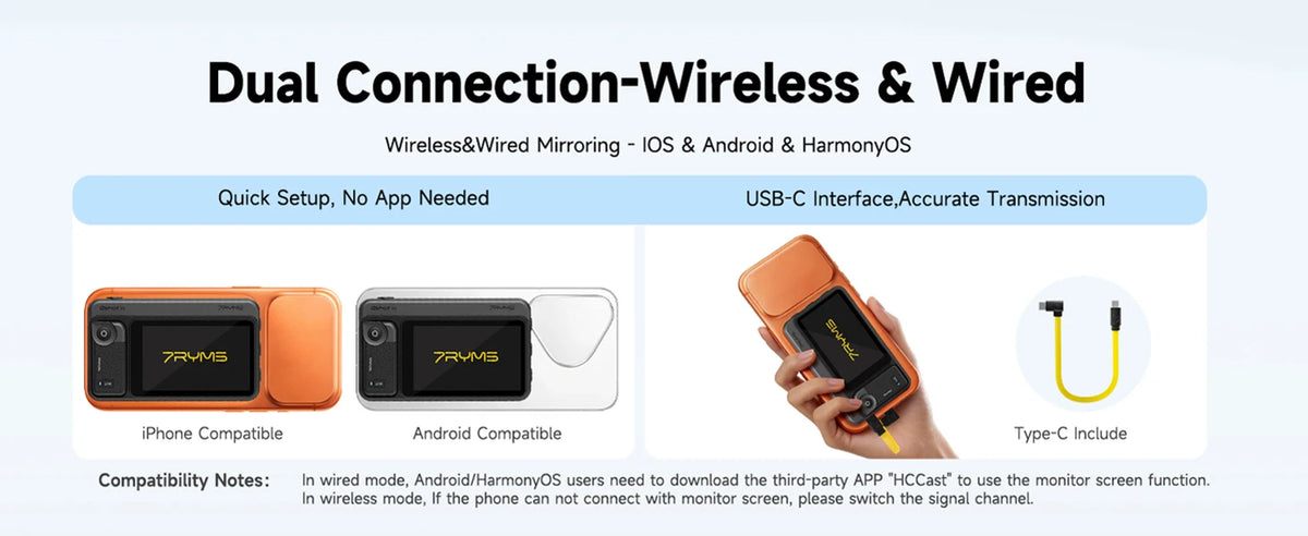 Wireless Selfie Monitor 4K/60fps with Remote for Smartphone Vlogging