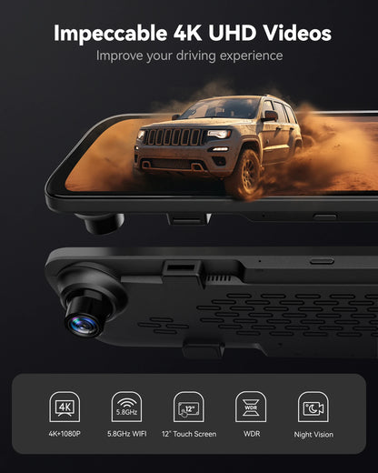 4K Dash Cam GPS Night Vision Hardwire 32GB