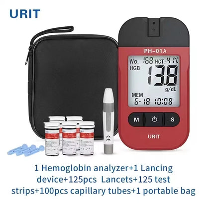 1m Hemoglobin Analyzer with 125 Test Strips for Home