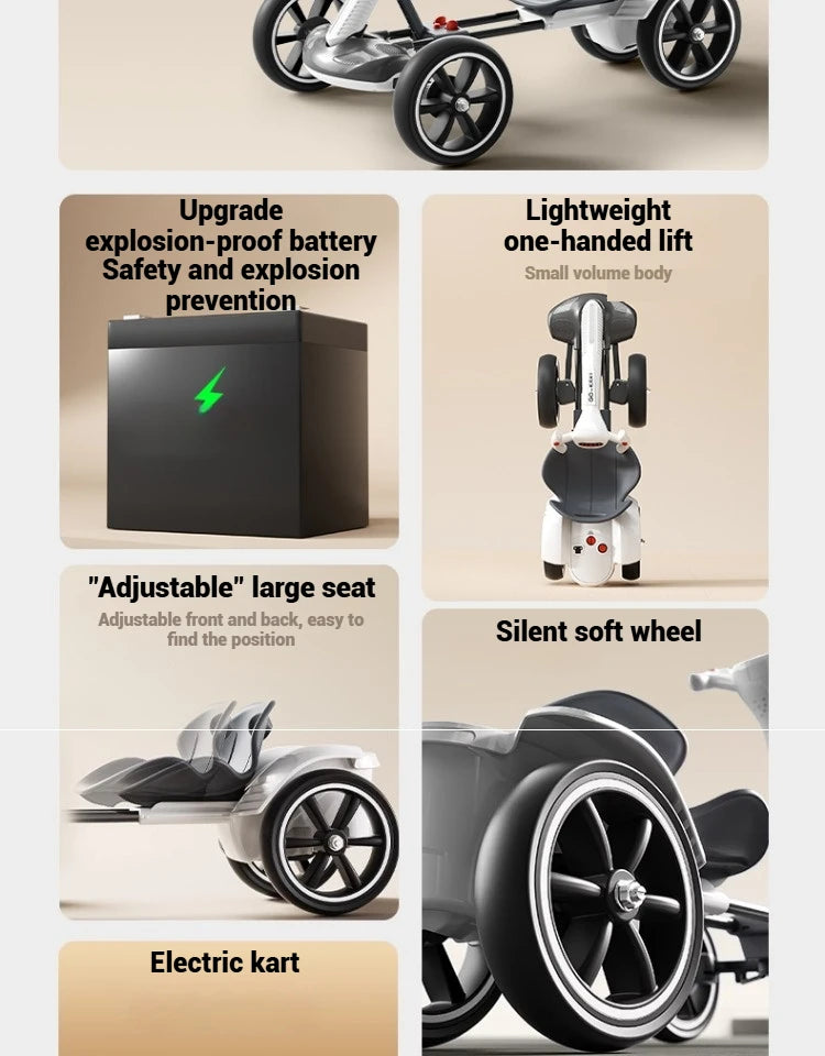 White 4 Wheel Kids Battery-Powered Ride On Toy Car