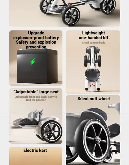 White 4 Wheel Kids Battery-Powered Ride On Toy Car