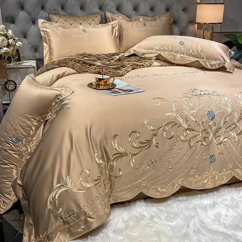 European 4-Piece Cotton Bed Sheet Set Ice Silk Quilt