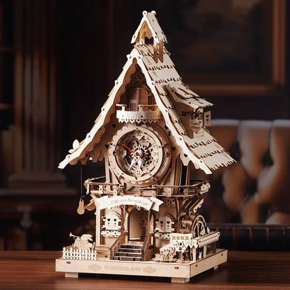 Wooden 3D Cuckoo Clock Puzzle with Moving Mechanism
