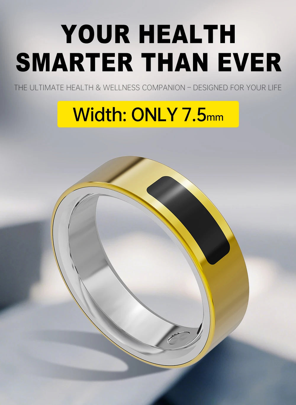 Silent Alert Smart Ring Size 8 with Charger