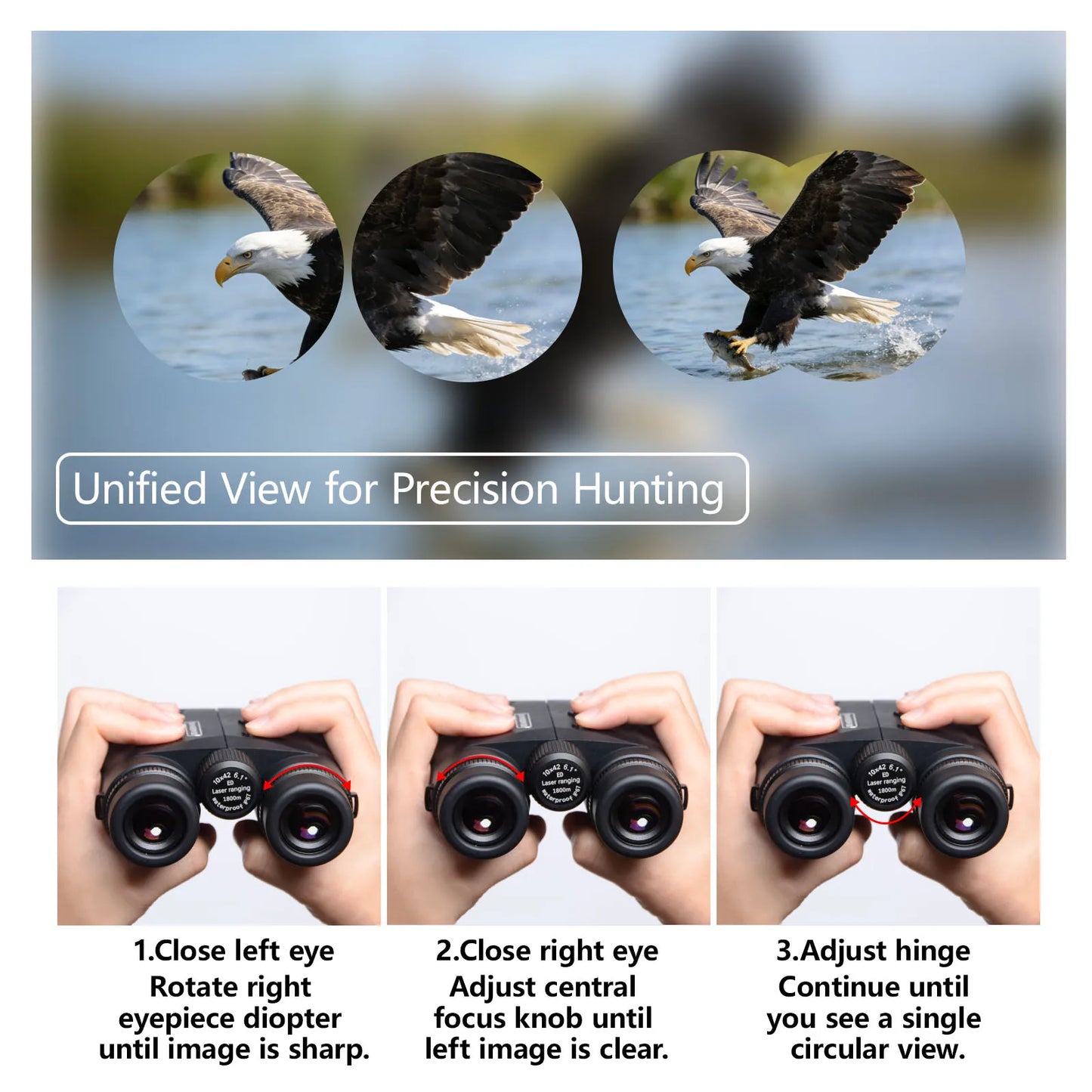 10x42 Laser Rangefinder Binoculars 1800m HD Multicoated Lens